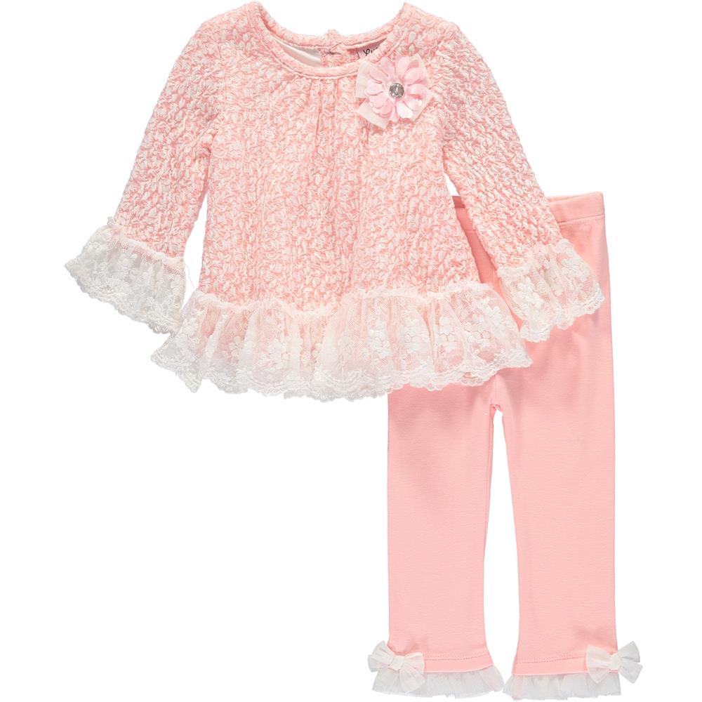 Little Lass Baby Girls 0-9 Months Lacey Bows Pant Set