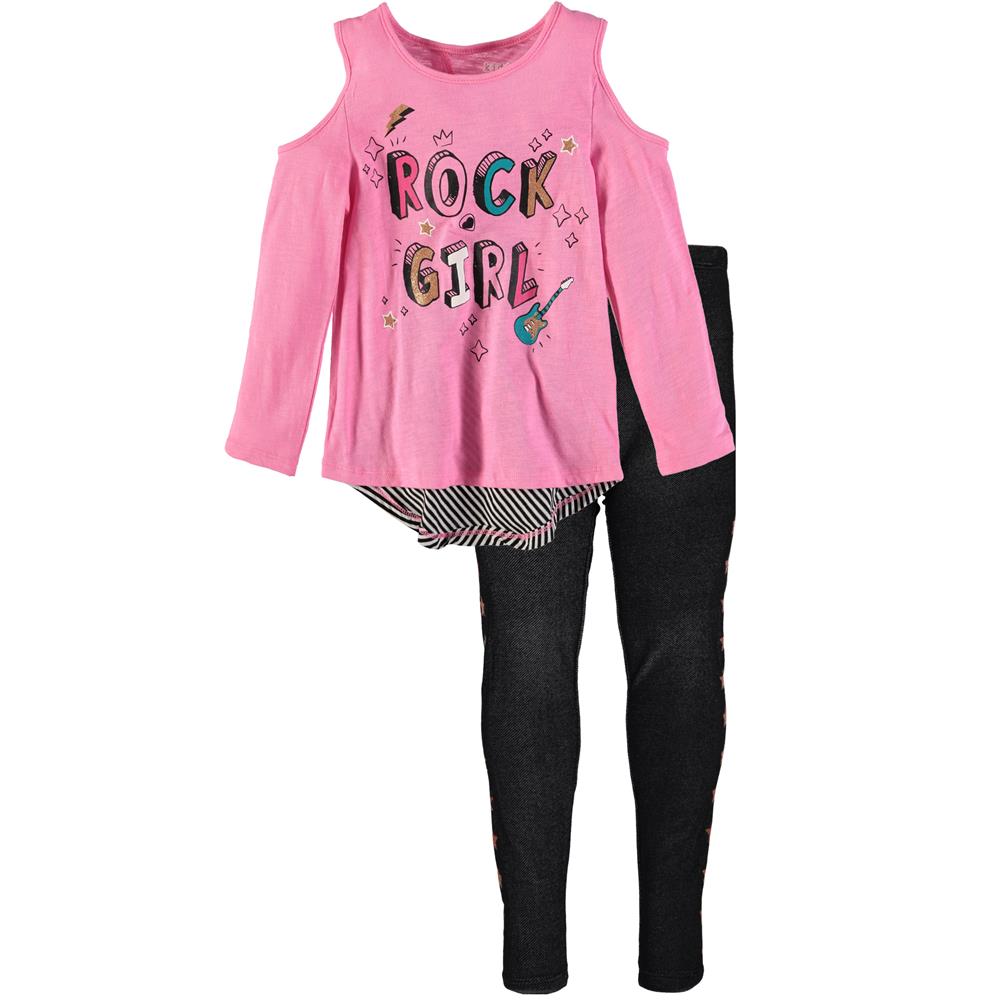 Kidtopia Toddler Girls 2T-4T Rock Girl Denim Legging Set