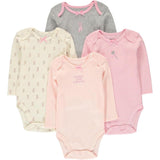 Wan-A-Beez Baby Boy and Baby Girls 0-24 Months 4-Pack Long Sleeve Bodysuits