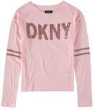 DKNY Girls 7-16 Long-Sleeve Sequin Logo Shirt