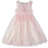 Cyndeelee Girls 4-16 Sleeveless Embroidered Wire Hem Pearl Accent Party Dress