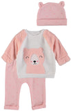 Rene Rofe Baby Girls 0-9 Months Fuzzy Bear 3-Piece Set