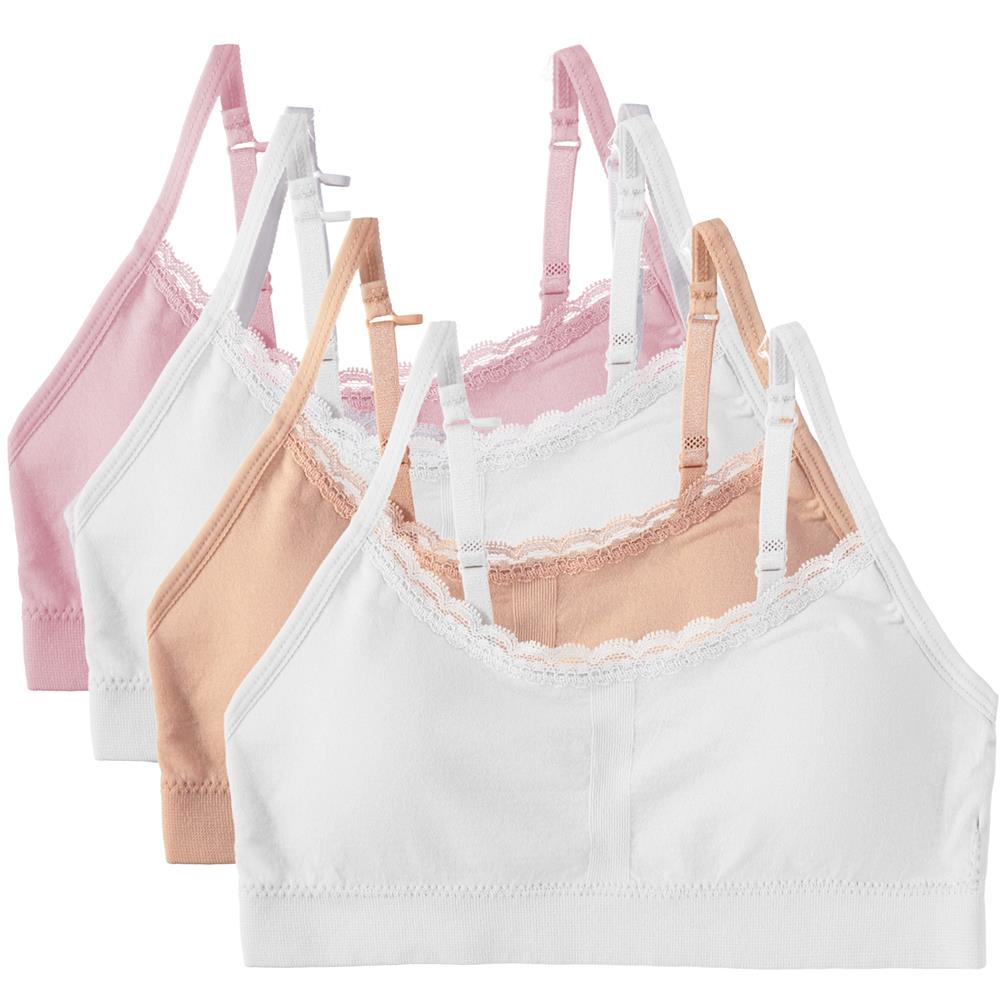 Cyndeelee Girls 7-14 Cotton 3-Pack Bralette Sports Bra - 10/12 / Pink