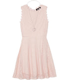 Amy Byer Girls 7-16 Sleeveless Lace Dress with Necklace