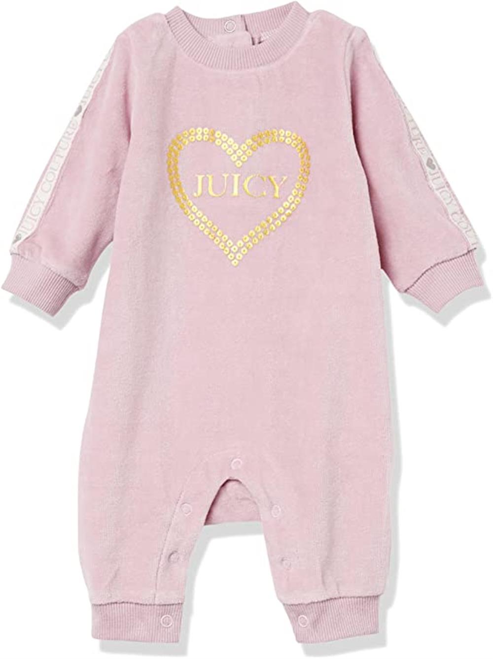 Juicy Couture Girls Foil Heart Velour Coverall