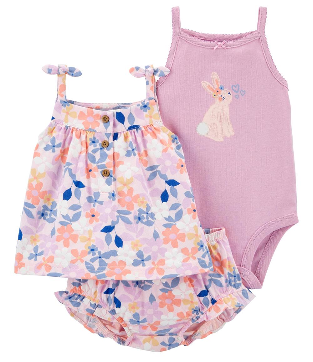 Carter's Baby Girls 3 Pc Bodysuit & Diaper Cover Set Blue 3M