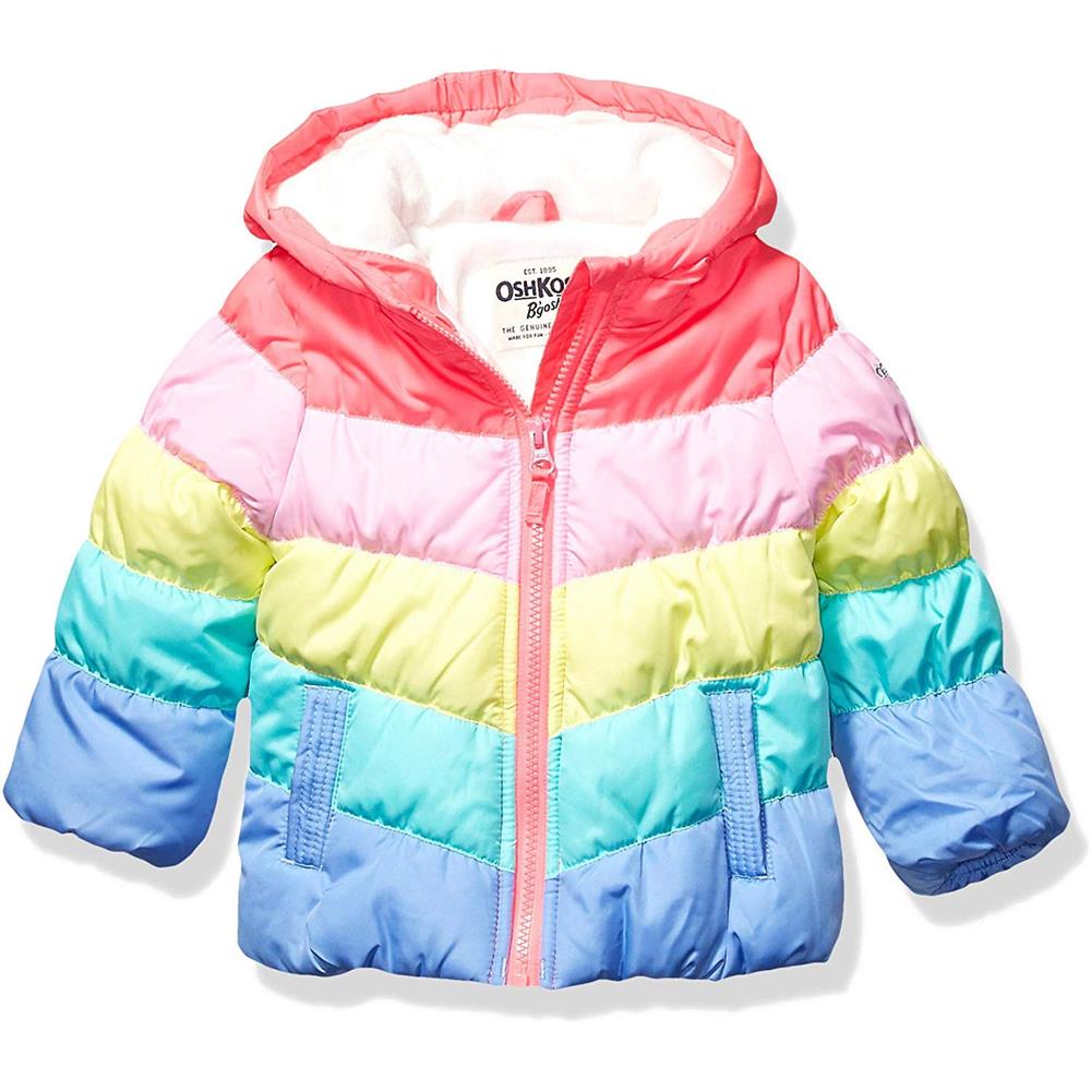 Osh Kosh Girls Rainbow Chevron Puffer Jacket