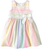 Bonnie Jean Girls 2T-4T Stripe Bow Linen Dress