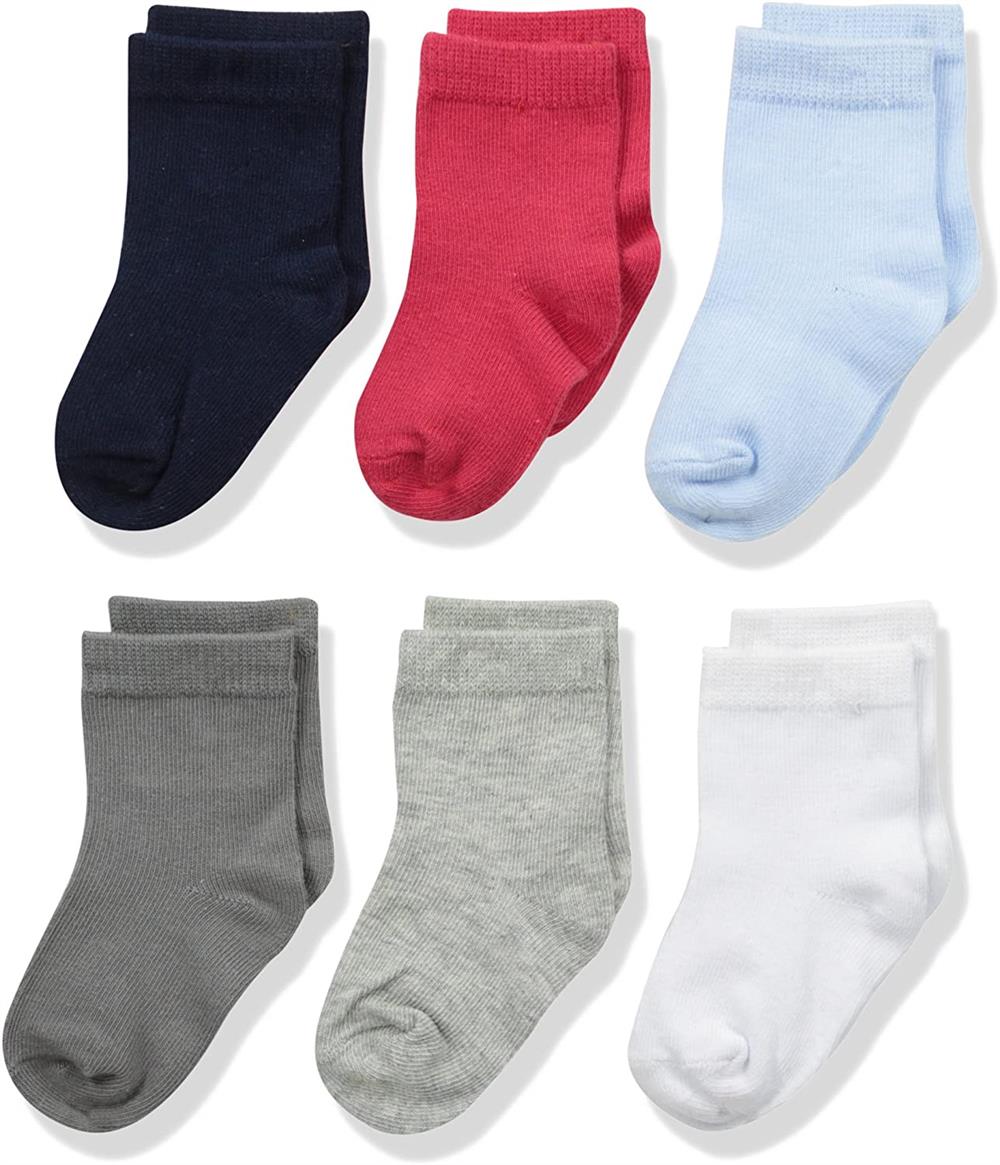Luvable Friends Baby Crew Socks, Assorted - 6 Pack