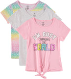One Step Up Girls 7-16 3-Pack Short Sleeve Cotton Graphic T-Shirts