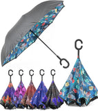 Rain Pro Reverse Folding Inverted Umbrella Windproof UV Protection with C-Shaped Handle
