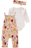 Rene Rofe Baby Girls 0-9 Months Fall Leaves Coverall Set with Matching Headband