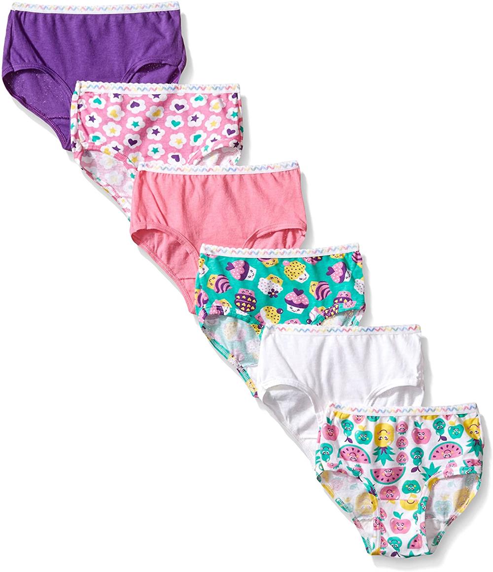 Fruit of the Loom Girls 2T-4T Printed Briefs - 6 Pack - 2T/3T / Multi