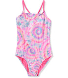 Breaking Waves Girls 7-16 One Piece Tie Dye Swimsuit