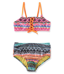 Breaking Waves Girls 7-16 Two Piece Tribal Bikini – S&D Kids