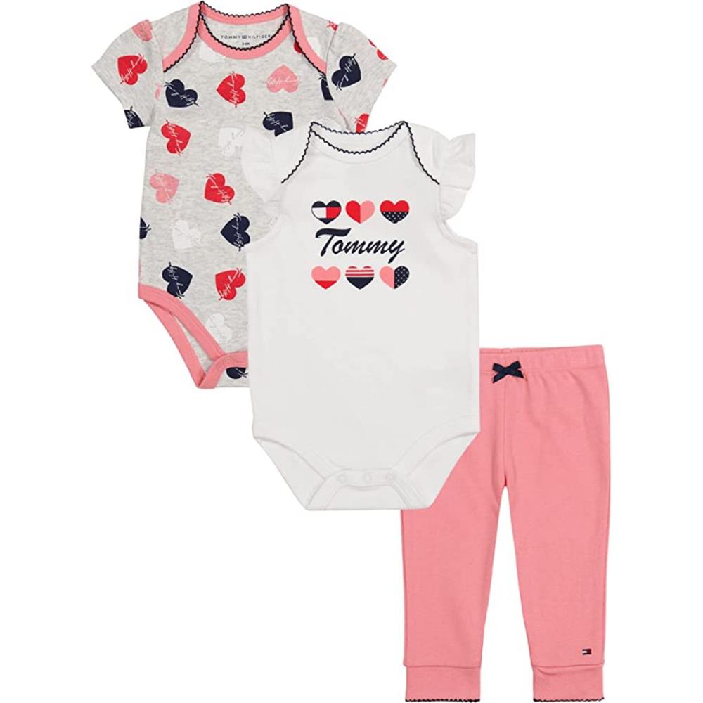 Tommy Hilfiger Baby-Girls 12-18 Months 3 Pieces Bodysuits and Pant Set – Kids