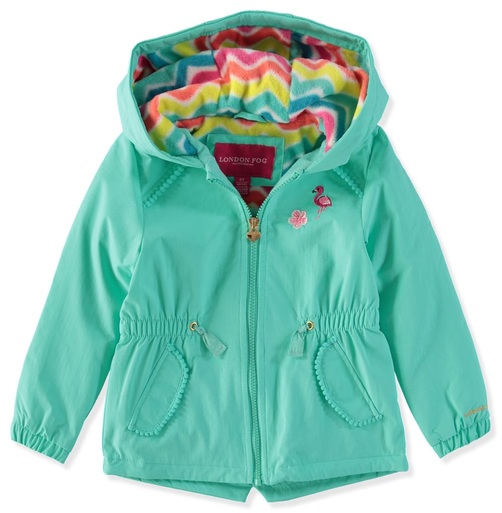 London Fog Girls 2T-4T Embroidered Hooded Spring Jacket