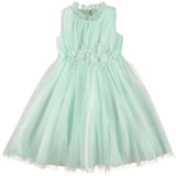 Cyndeelee Girls 4-16 Sleeveless Embroidered Ruffle Neck Tulle Party Dress Wedding Flower Girl Dress