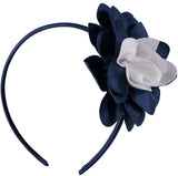 French Toast Bow Headband with Grosgrain Flower