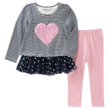 Kids Headquarters Baby Girls 12-24 Months Hearts and Stripes Legging Set