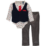 Little Lad Boys 0-9 Months Vested Bodysuit Pants Set
