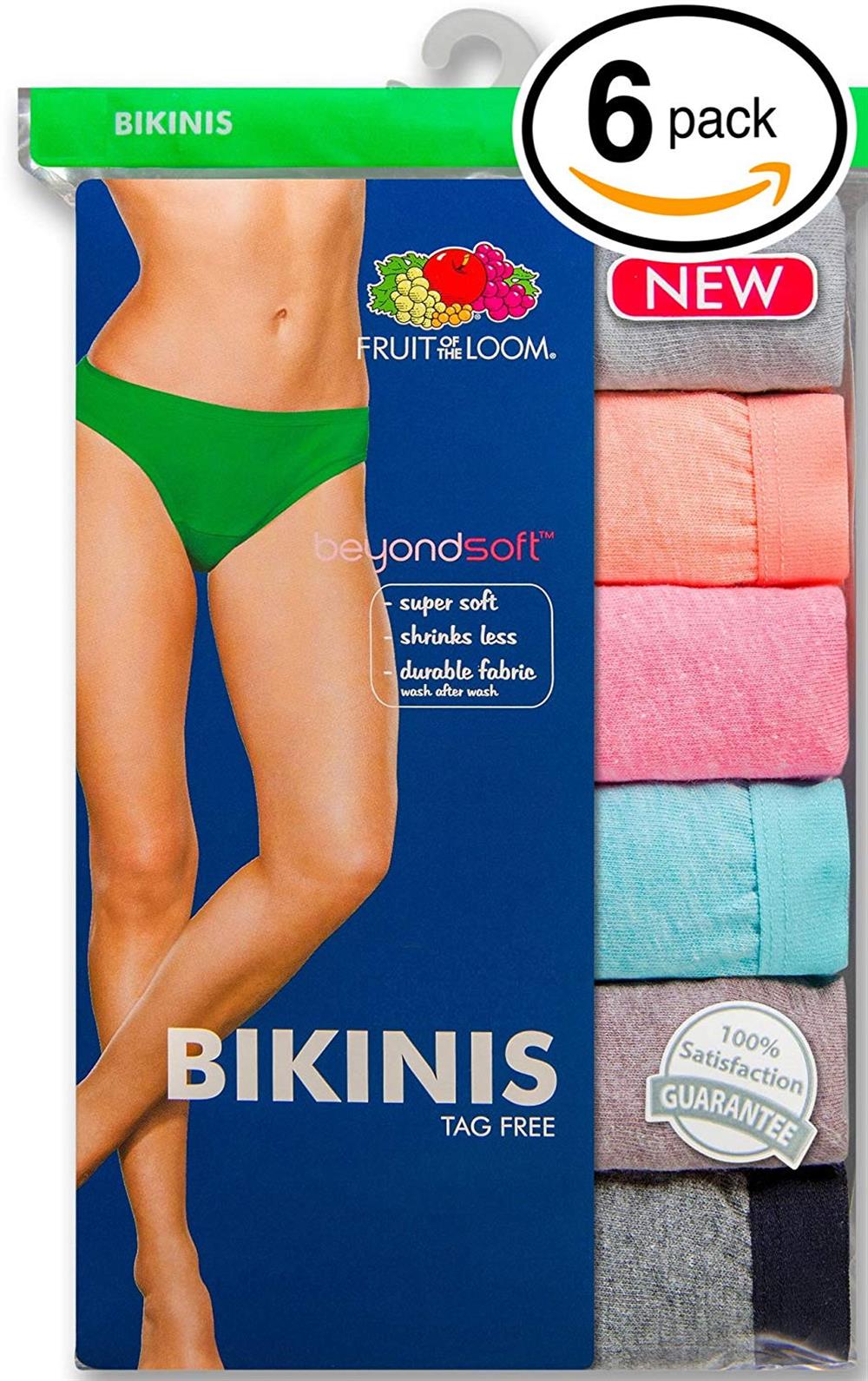 Fruit Of The Loom Womens 6 Pack Tag Free Cotton Brief Panties, 10, Assorted  