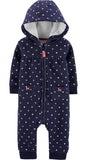 Carters Girls 0-24 Months Dot Microfleece Jumpsuit