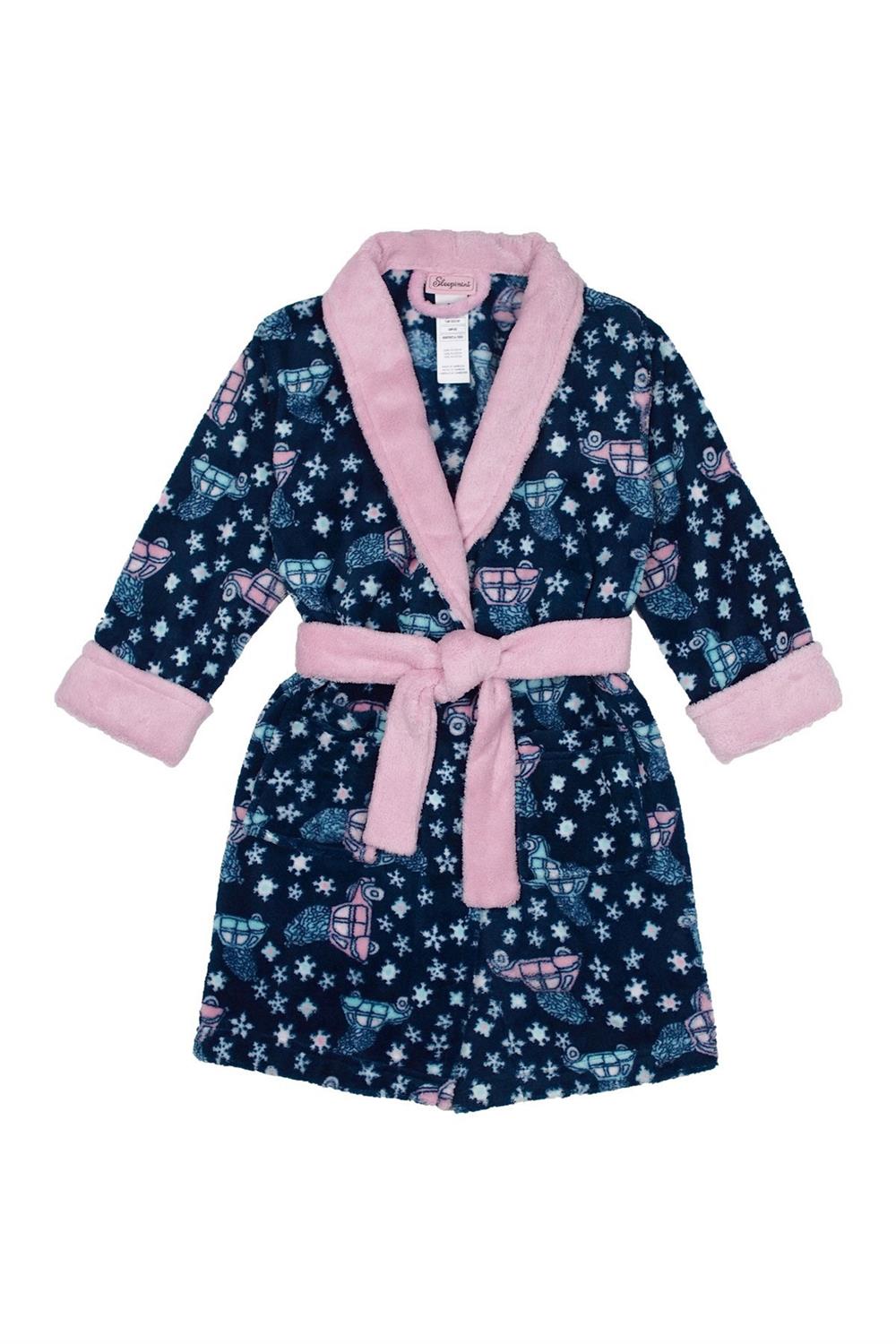 Sleepimini Girls 4-6X Robe Microfleece Soft Plush Bathrobe with Pockets