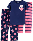 Carters Girls 4-8 Fox Heart 3-Piece Pajama Set