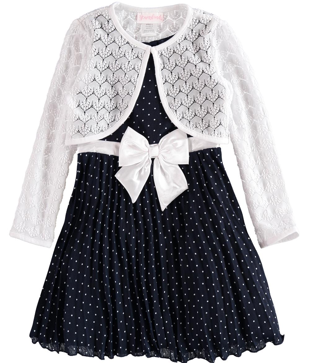 Youngland Girls 12-24 Months Dot Pleated Shrug Dress S&D Kids Youngland Girls 12-24 Months Dot Pleated Shrug Dress S&D Kids
