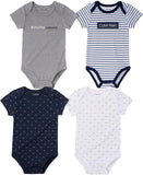 Calvin Klein Boys 0-9 Months 4-Pack Logo Short Sleeve Bodysuit