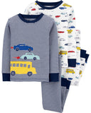 Carters Boys 2T-4T Car 4-Piece Cotton Pajama Set