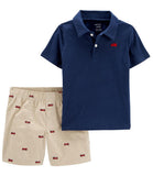 Carters Boys 3-24 Months 2-Piece Firetruck Polo & Short Set