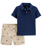 Carters Boys 2T-5T 2-Piece Firetruck Polo & Short Set