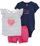 Carters Girls 0-24 Months 3-Piece Strawberry Little Short Set