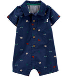 Carters Boys 0-24 Months Chambray Polo Romper