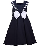 Bonnie Jean Girls 4-6X Sleeveless Nautical Pleated Dress with Front Bow