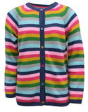 Cyndeelee Girls 2-16 Button Up Color Block Stripe Sweater Cardigan