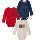 Tommy Hilfiger Boys 0-9 Months Tommy Long Sleeve 3-Pack Bodysuit