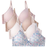 Cyndeelee Girls 7-16 Wireless Molded Padded Bras with Adjustable Straps, 4-Pack