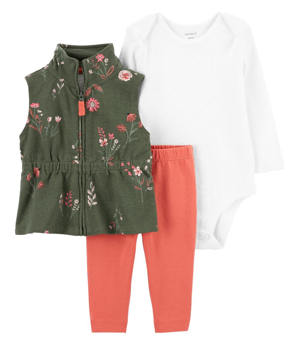 Carters Girls 0-24 Months 3-Piece Floral Little Vest Set