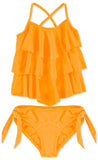 Bathing Suit Girls Solid Tiered Tankini Swim Set