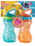 Nuby Flip-It Easy Grip Cups with Easy-Flo Straw - 2 Pack, 10oz