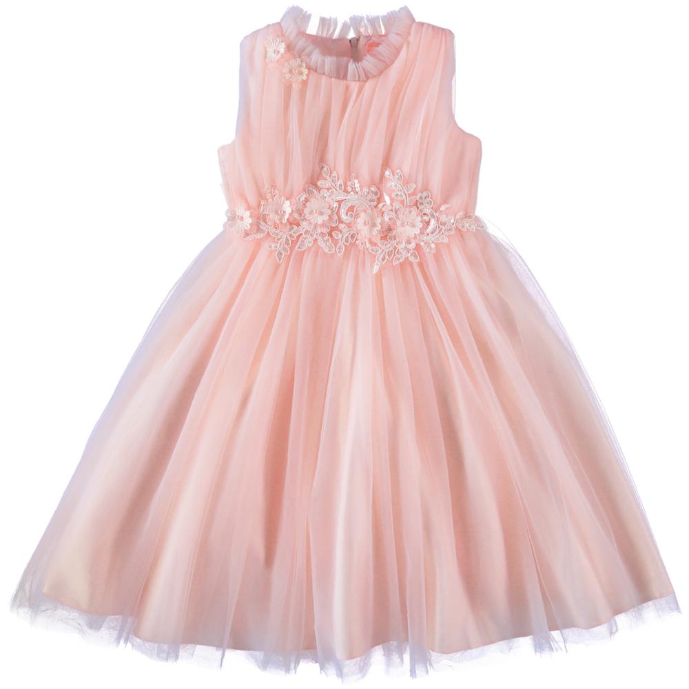 Cyndeelee Girls 4-16 Sleeveless Embroidered Ruffle Neck Tulle Party Dress Wedding Flower Girl Dress 6 / Peach Cyndeelee Girls 4-16 Sleeveless Embroidered Ruffle Neck Tulle Party Dress Wedding Flower Girl Dress 6 / Peach