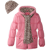 Pink Platinum Girls 4-6X Cheetah Print Puffer Scarf Set