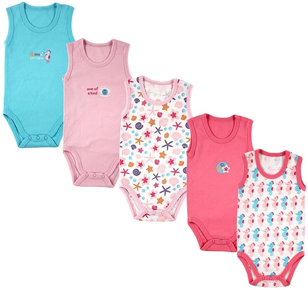 Luvable Friends 5-Pack Sleeveless Bodysuits - Seahorse