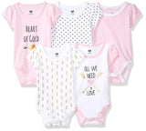 Hudson Baby Girls 0-12 Months Love Bodysuit 5-Pack