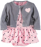 Bon Bebe Girls 12-24 Months Dot Cardigan Dress Set