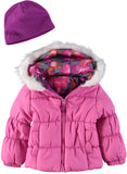 London Fog Girls 2T-4T Puffer Jacket Hat Set