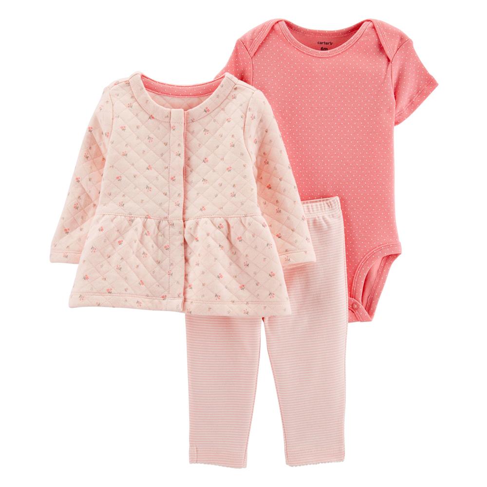 Carters Girls 0-24 Months Quilted 3-Piece Jacket Set